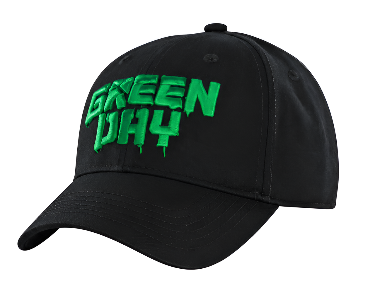 Green Day Dripping Logo Adjustable Snapback Baseball Hat Black